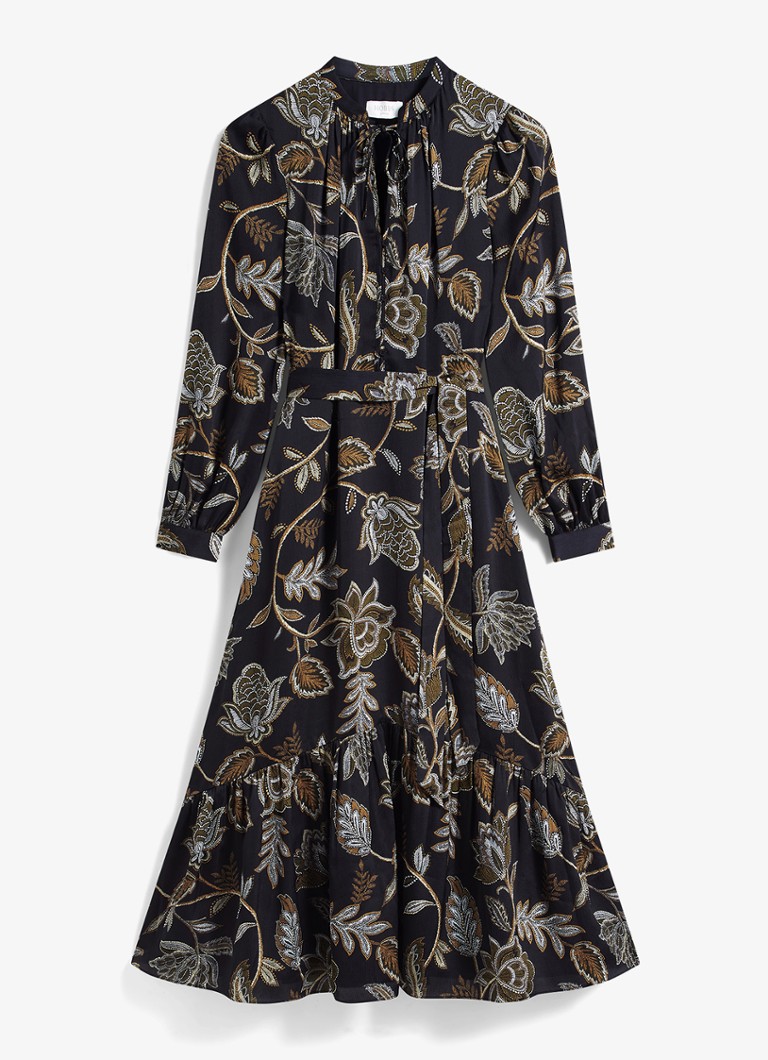 Hobbs Dames Vespa midi jurk met bloemenprint in de kleur Donkerblauw