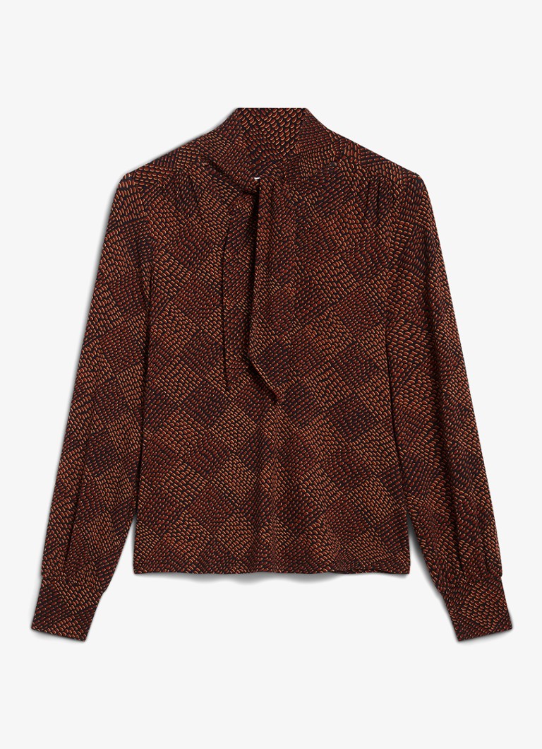 Hobbs Dames Tarini top met print en sjaalkraag in de kleur Rood
