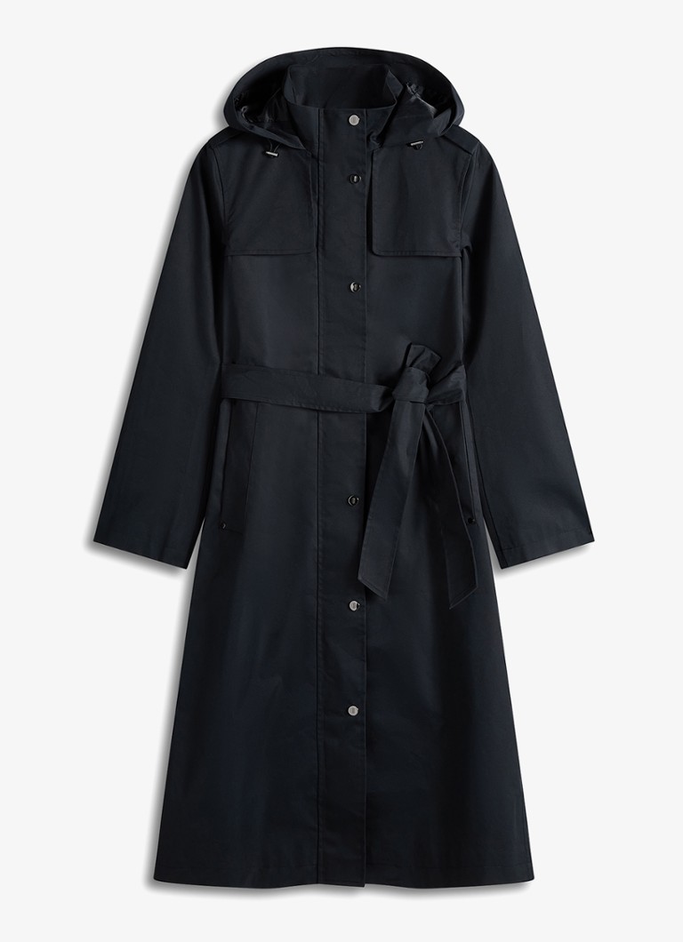 Hobbs Dames Felicia regenjas met capuchon en steekzakken in de kleur Donkerblauw