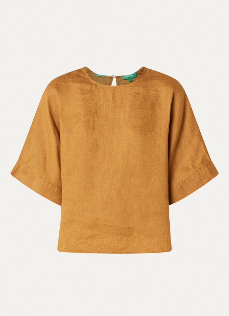 Benetton Dames Tuniek met ronde hals in de kleur Mosterd