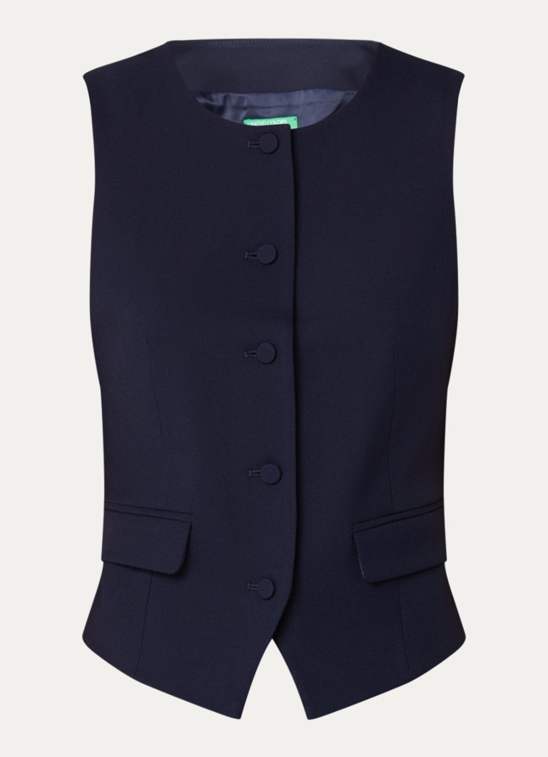 Benetton Dames Gilet met ronde hals in de kleur Donkerblauw