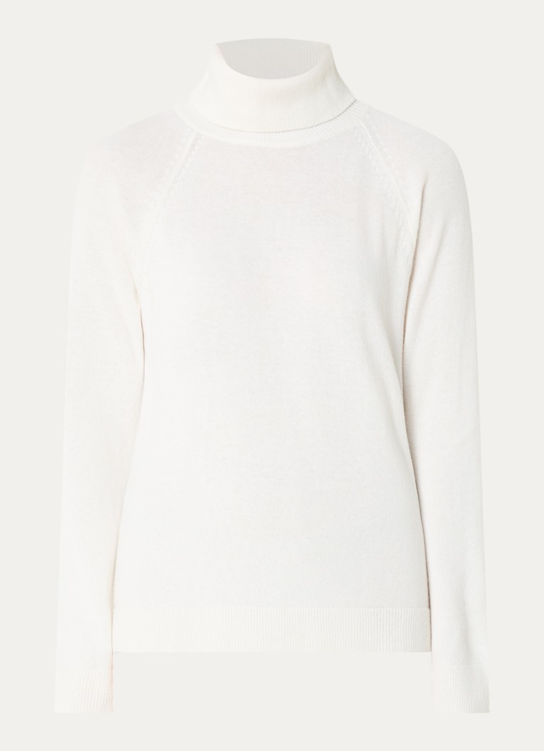 Benetton Dames Fijngebreide trui in kasjmierblend met col in de kleur Creme