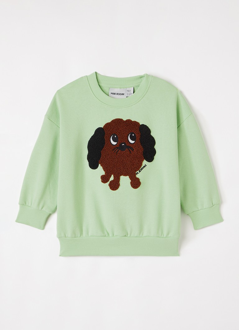 Mini Rodini Jongens Doggie sweater met borduring in de kleur Groen, maat: 92/98