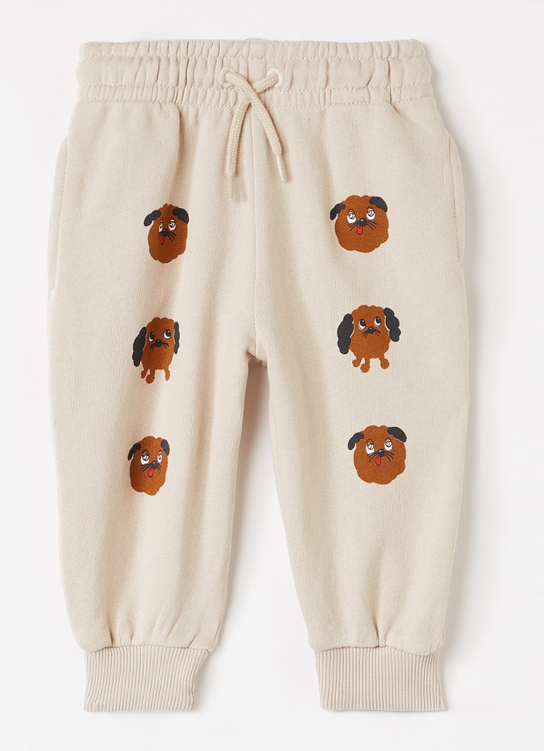 Mini Rodini Meisjes Doggies tapered fit joggingbroek met print in de kleur Beige, maat: 68/74