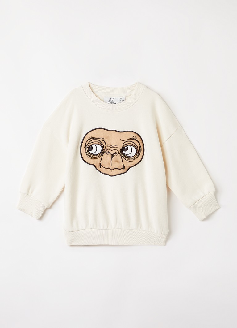 Mini Rodini Jongens E.T. Sweater met borduring in de kleur Gebroken wit, maat: 92/98
