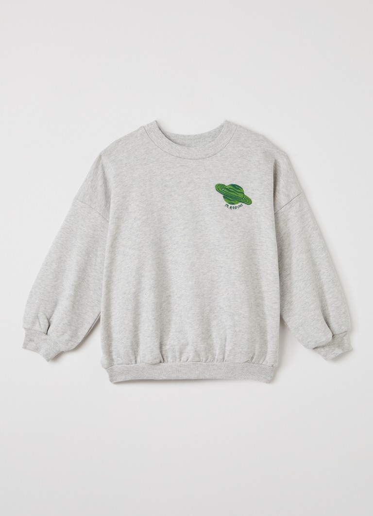 Mini Rodini Jongens Sweater met borduring in de kleur Grijsmele, maat: 92/98