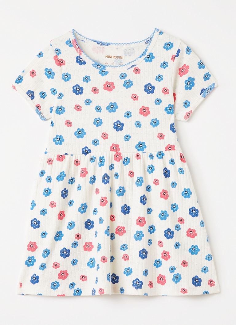 Mini Rodini Meisjes Jurk met bloemenprint in de kleur Wit, maat: 80/86
