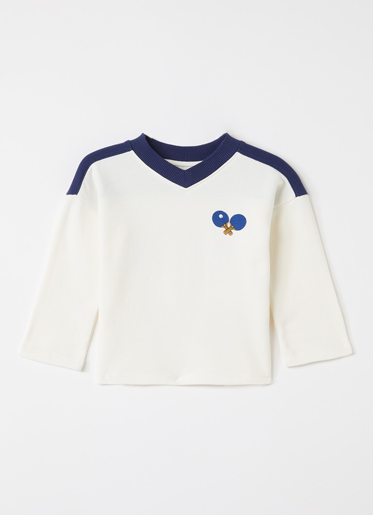 Mini Rodini Jongens Sweater met logoprint in de kleur Gebroken wit, maat: 80/86