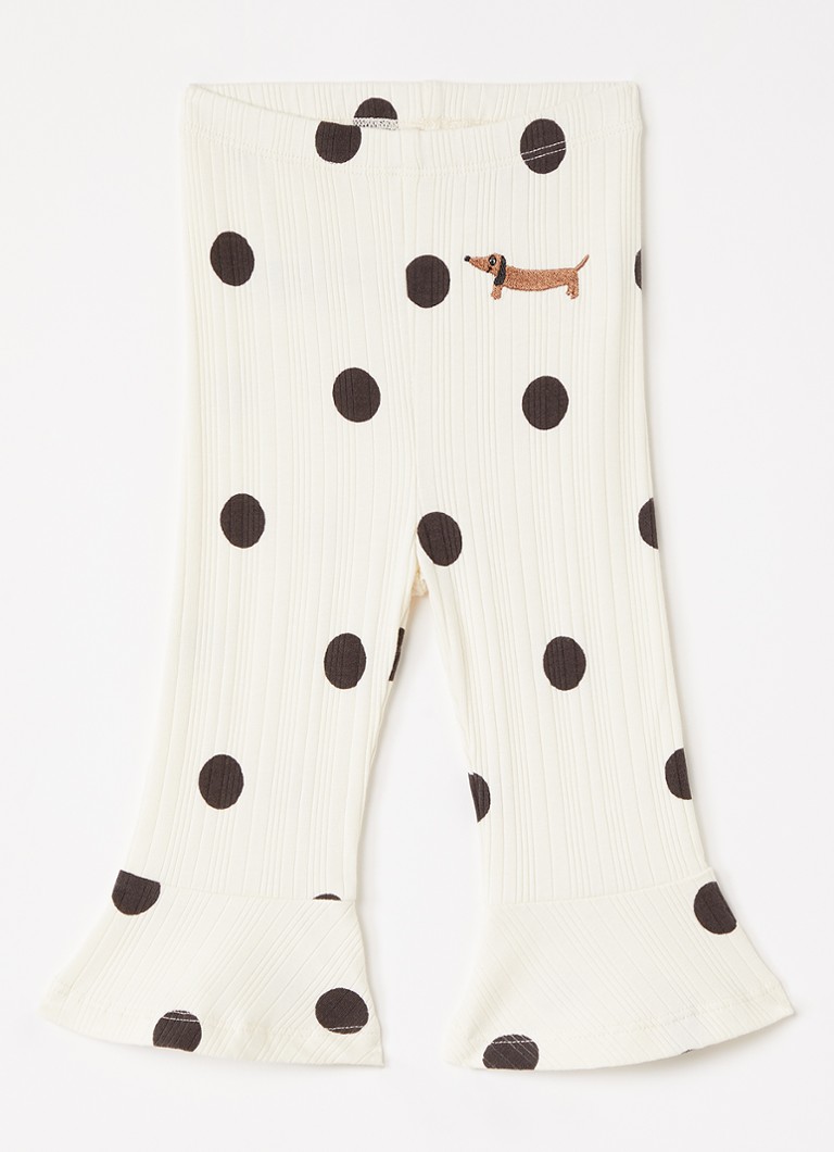 Mini Rodini Meisjes Dots flared fit legging met stippenprint in de kleur Gebroken wit, maat: 92/98
