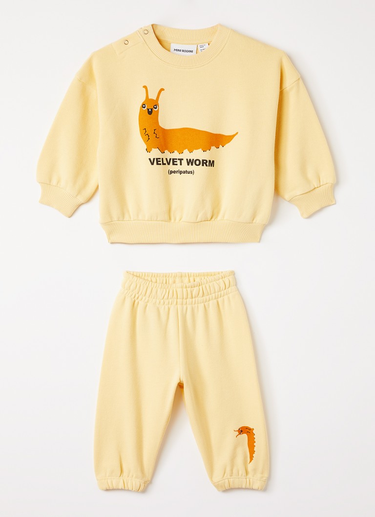 Mini Rodini Meisjes Velvet Worm set van sweater met joggingbroek 2-delig in de kleur Geel, maat: 68/74