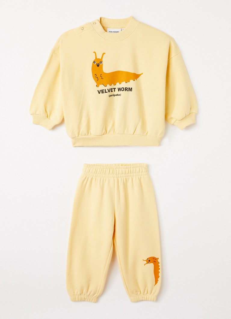 Mini Rodini Meisjes Velvet Worm set van sweater met joggingbroek 2-delig in de kleur Geel, maat: 92/98