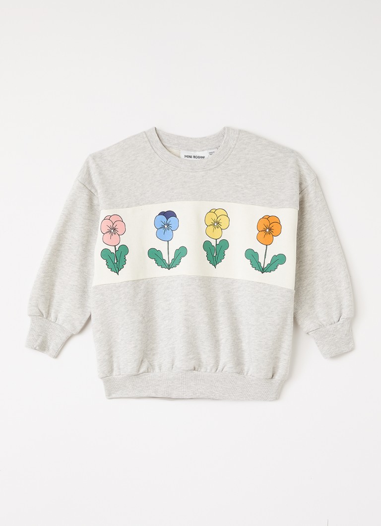 Mini Rodini Meisjes Violas sweater met print in de kleur Grijs, maat: 92/98