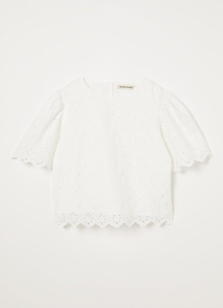 The New Society Meisjes Sakura tuniek met broderie in de kleur Gebroken wit, maat: 176