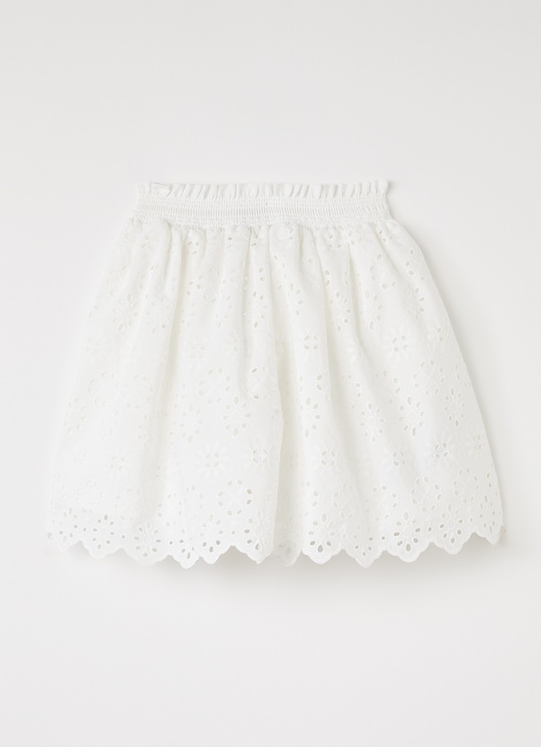 The New Society Meisjes Sakura minirok met broderie in de kleur Gebroken wit, maat: 128
