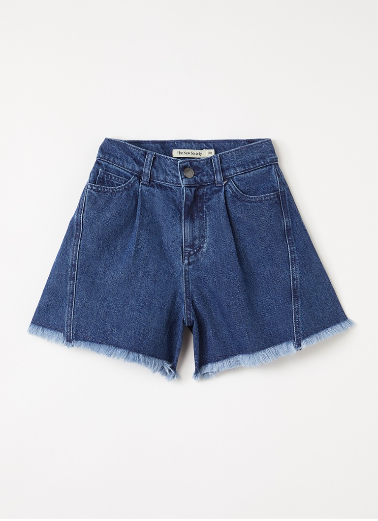 The New Society Meisjes Wide fit korte broek van denim in de kleur Indigo, maat: 176