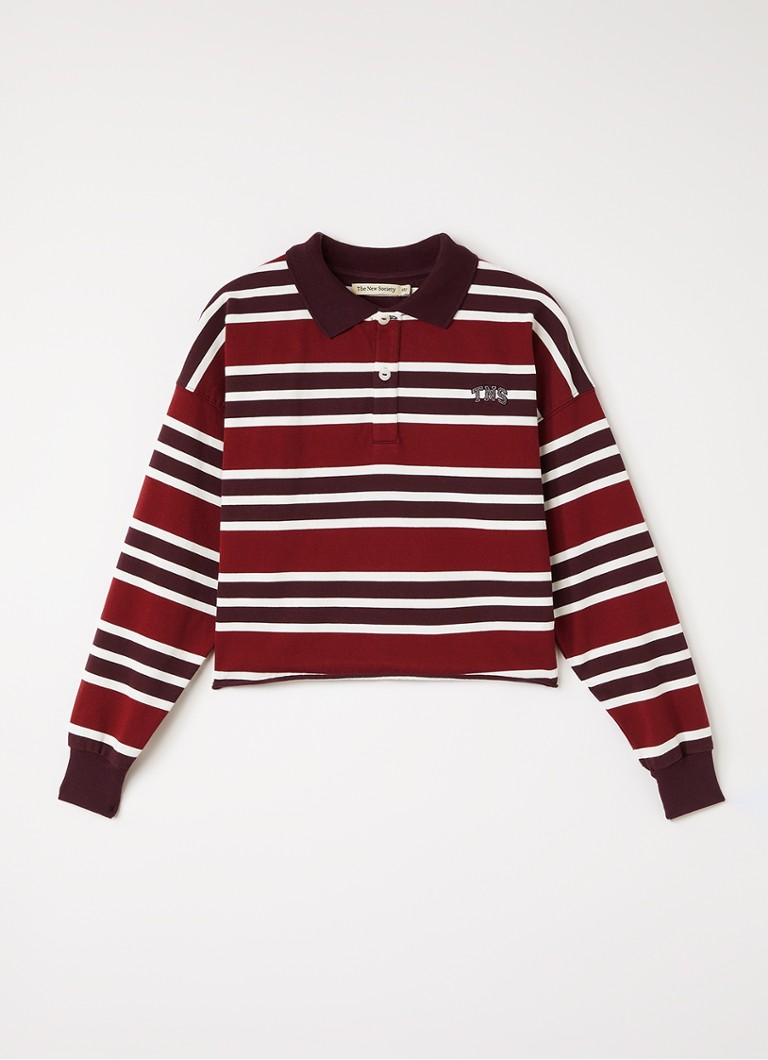 The New Society Meisjes Alfie polo met streepprint in de kleur Bordeauxrood, maat: 164