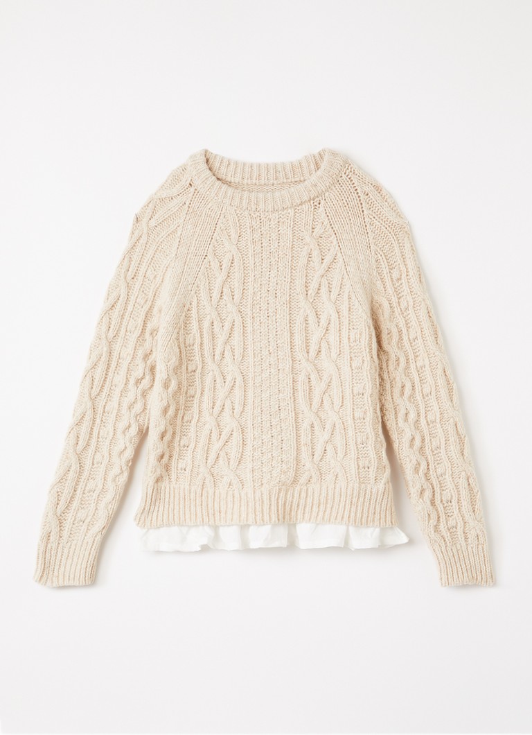 The New Society Meisjes Echo kabelgebreide trui in de kleur Beige, maat: 176