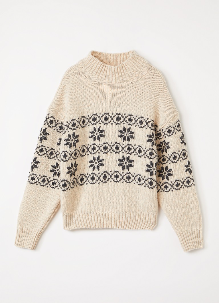 The New Society Jongens Lilo grofgebreide trui met ingebreid patroon in de kleur Beige, maat: 140