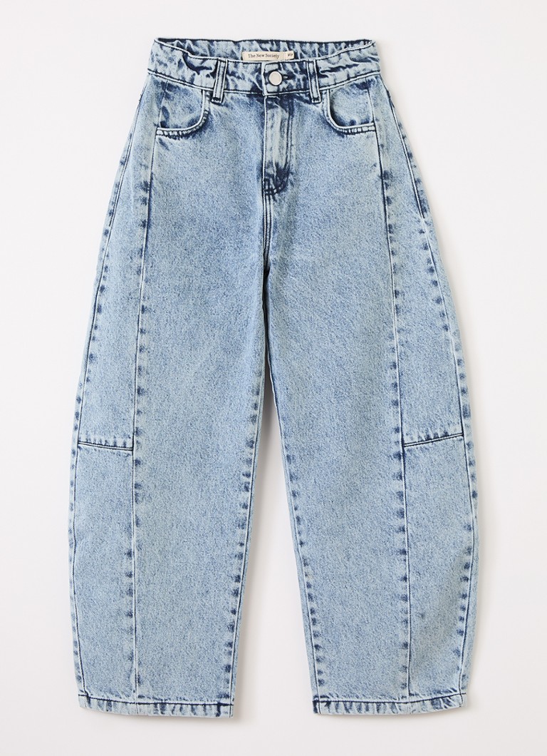 The New Society Meisjes Balloon fit jeans met lichte wassing in de kleur Lichtblauw, maat: 164
