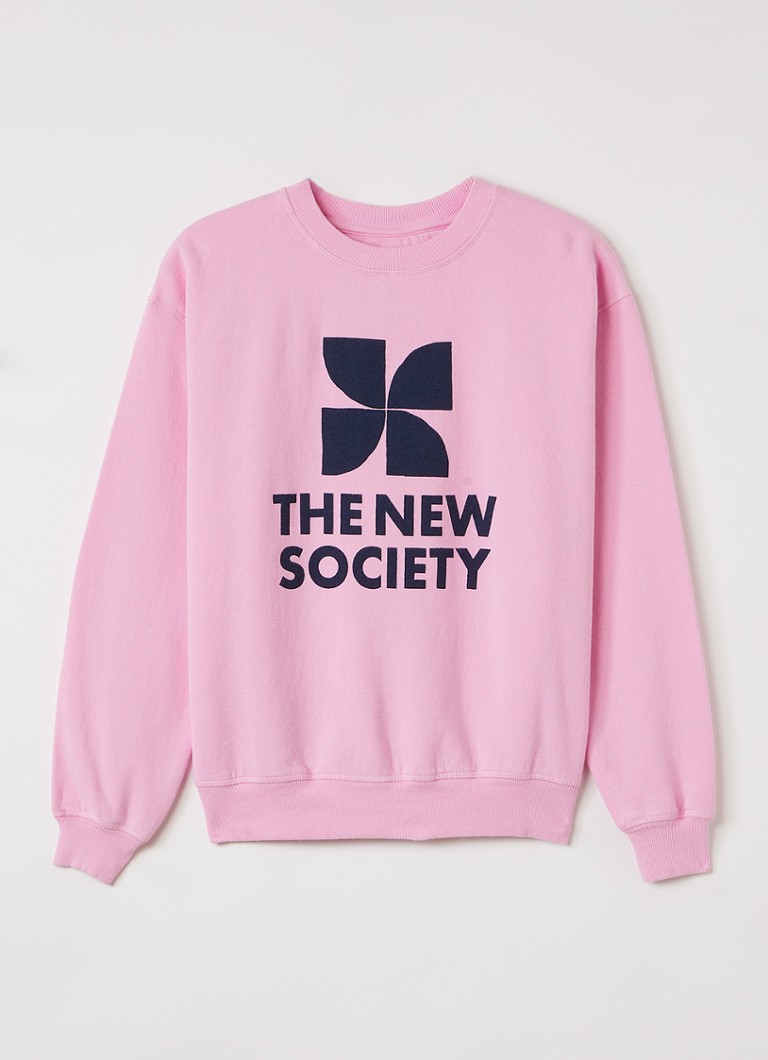 The New Society Meisjes Sweater met logoprint in de kleur Lila, maat: 140