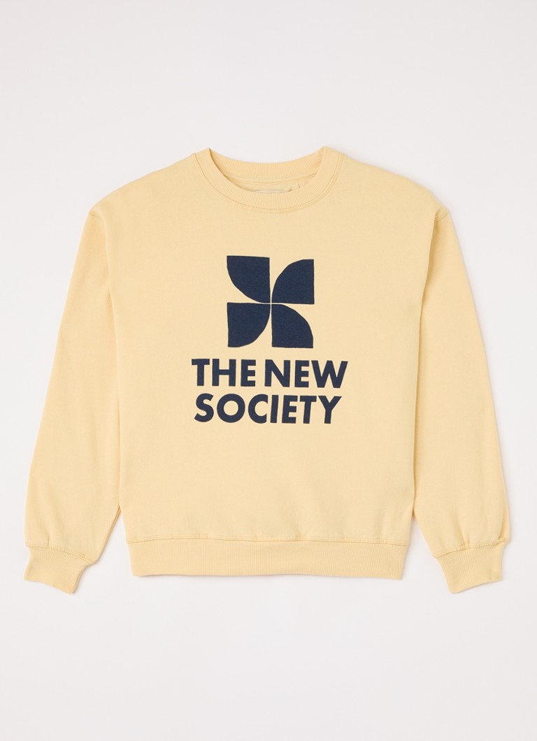 The New Society Meisjes Sweater met logoprint in de kleur Lichtgeel, maat: 176