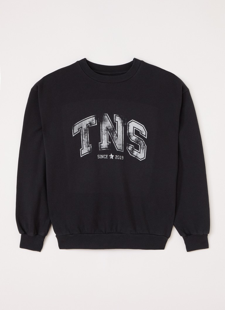 The New Society Meisjes Willow sweater met logoprint in de kleur Zwart, maat: 176