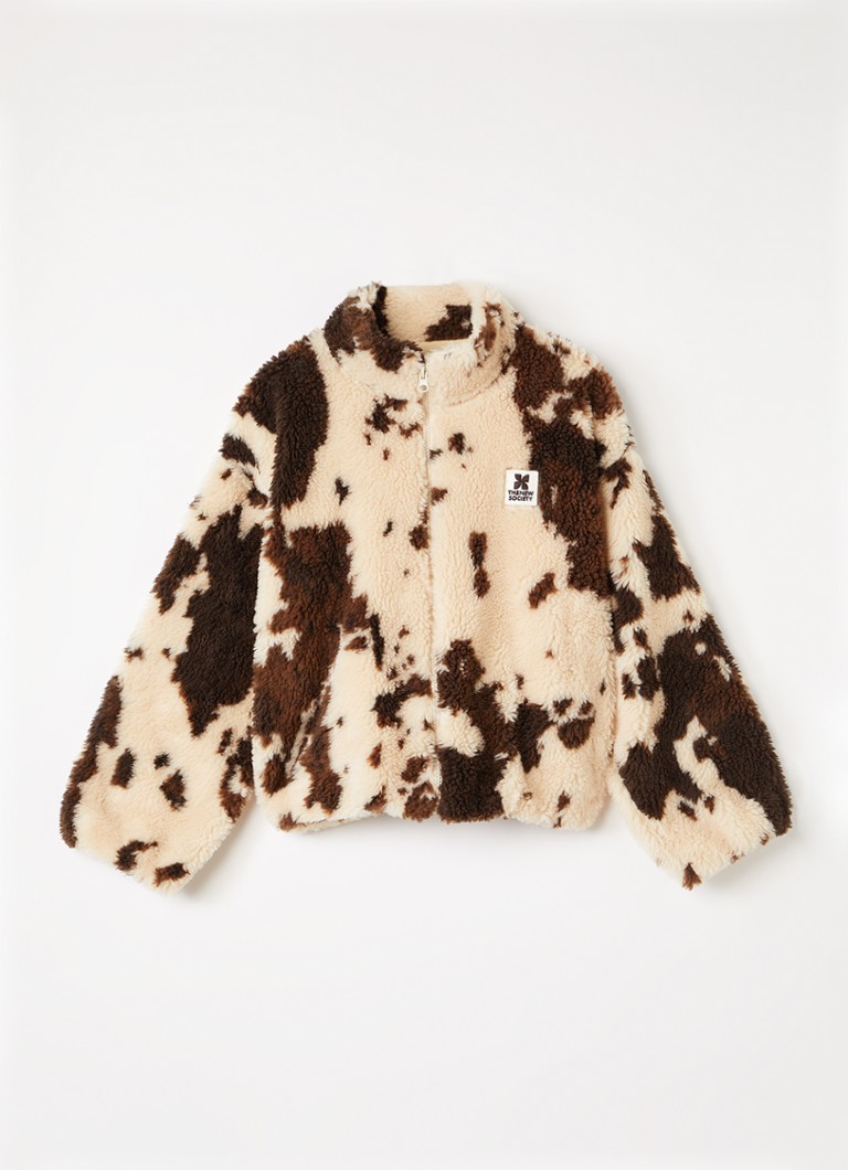 The New Society Meisjes Wynn jack van teddy met dierenprint in de kleur Bruin, maat: 176