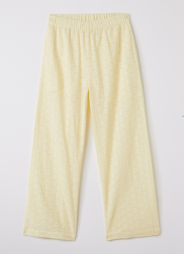 Sofie Schnoor Meisjes Abigail straight fit broek met borduring in de kleur Geel, maat: 16J=176