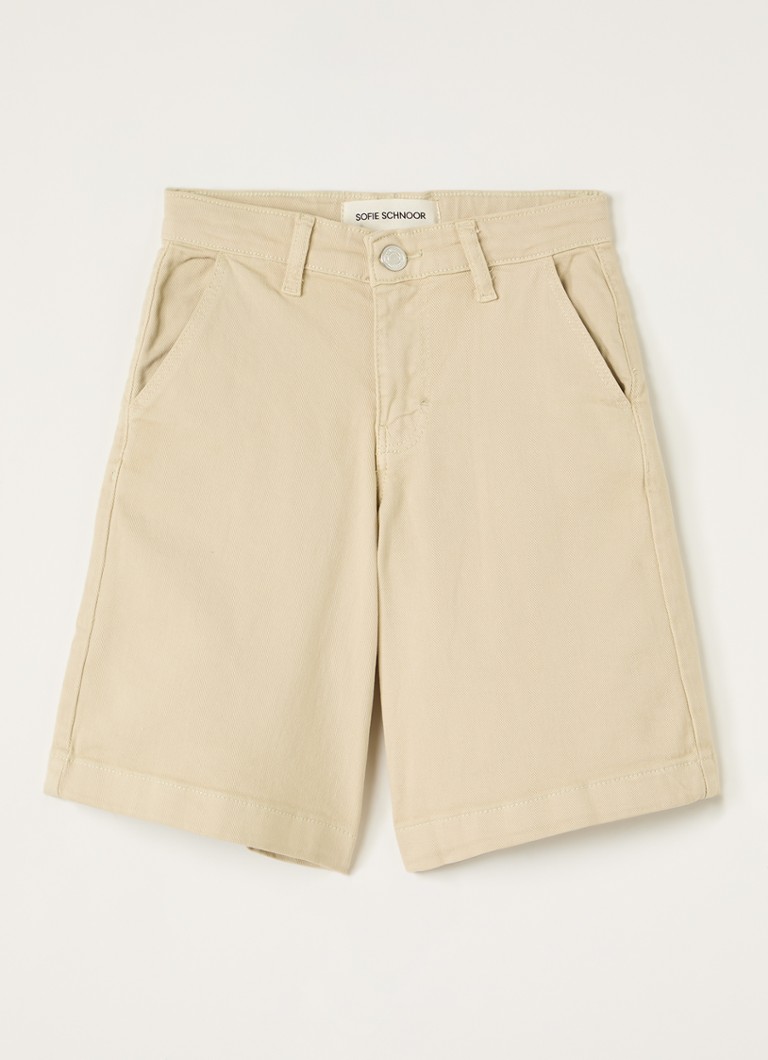 Sofie Schnoor Meisjes Ivonne straight fit korte broek van denim in de kleur Beige, maat: 16J=176