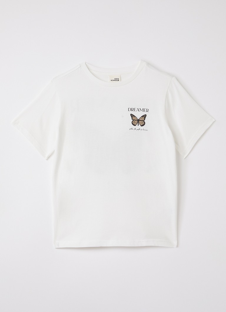 Sofie Schnoor Meisjes Zena T-shirt met front- en backprint in de kleur Wit, maat: 14J=164