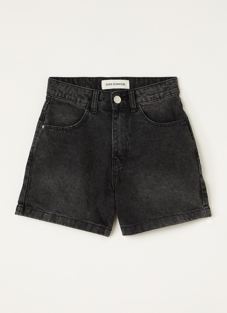 Sofie Schnoor Meisjes Gabrielle wide fit korte broek van denim in de kleur Zwart, maat: 12J=152