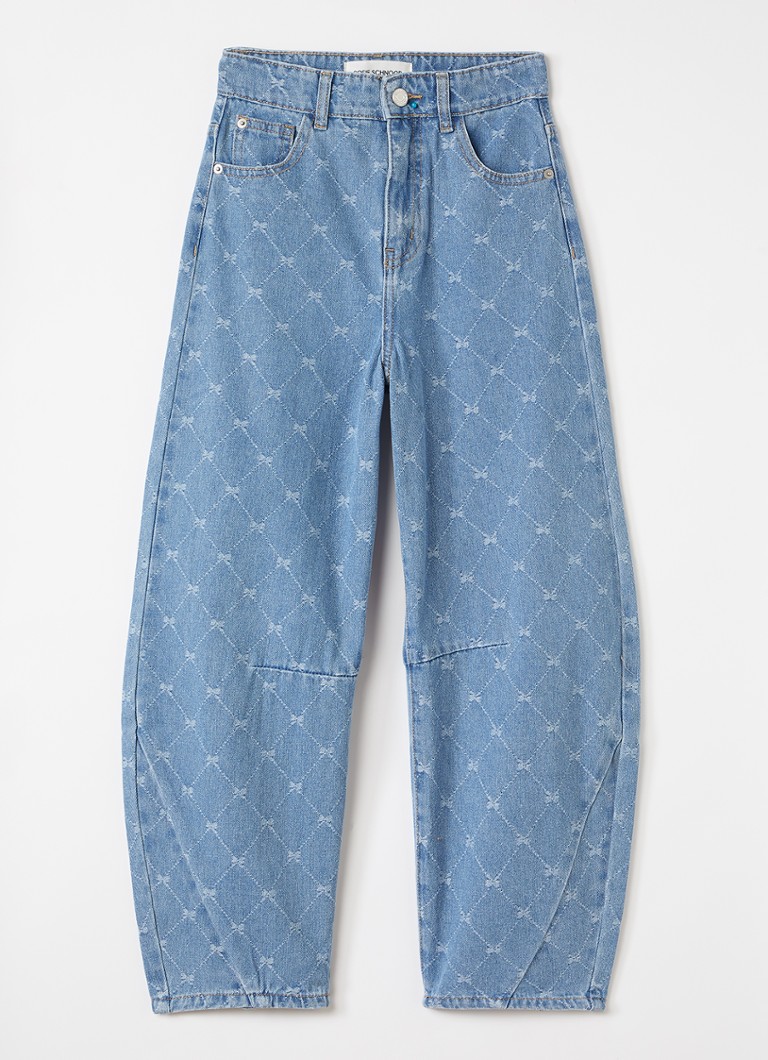 Sofie Schnoor Meisjes Balloon fit jeans met print in de kleur Indigo, maat: 8J=128