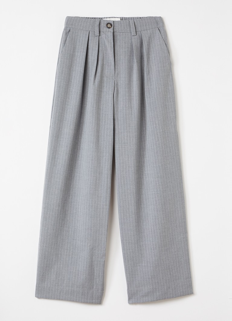 Sofie Schnoor Meisjes Wide fit pantalon met krijtstreep in de kleur Grijs, maat: 16J=176