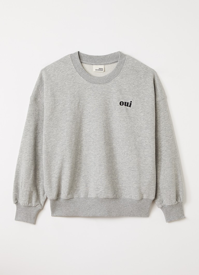 Sofie Schnoor Meisjes Elisy sweater met borduring in de kleur Grijsmele, maat: 8J=128