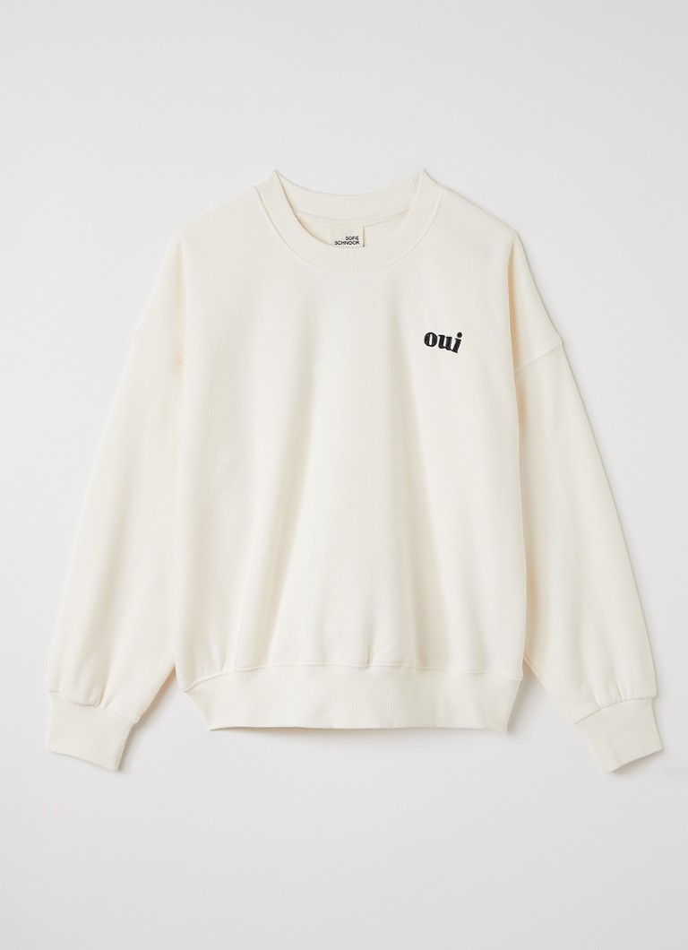 Sofie Schnoor Meisjes Elisy sweater met borduring in de kleur Gebroken wit, maat: 8J=128