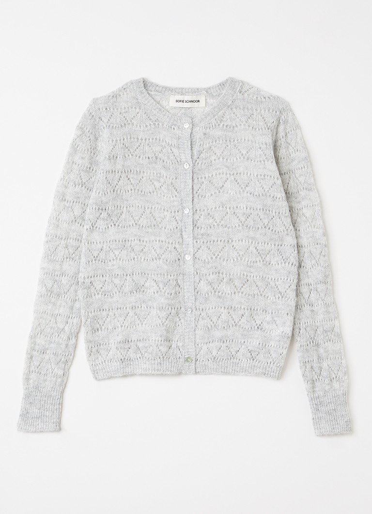 Sofie Schnoor Meisjes Fijngebreid vest in wolblend in de kleur Grijsmele, maat: 14J=164