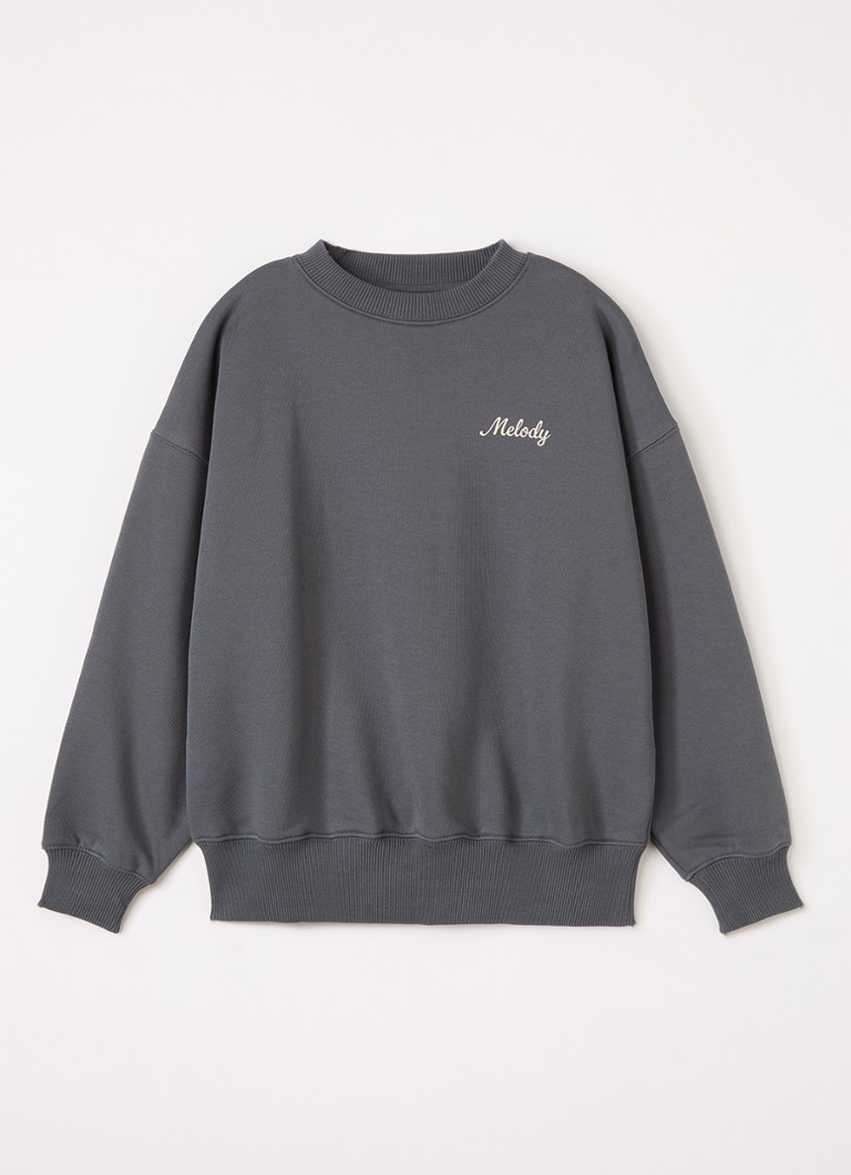 Sofie Schnoor Meisjes Eli sweater met borduring in de kleur Grijs, maat: 16J=176