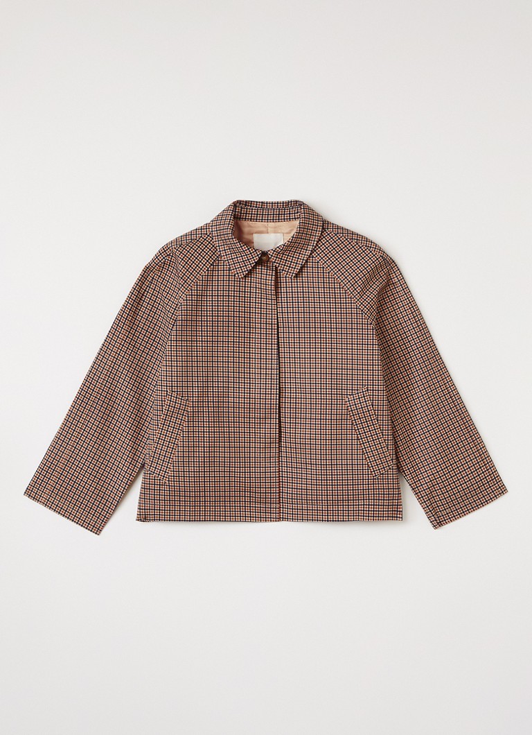 Sofie Schnoor Meisjes Filine jack met ruitdessin en kraag in de kleur Beige, maat: 16J=176