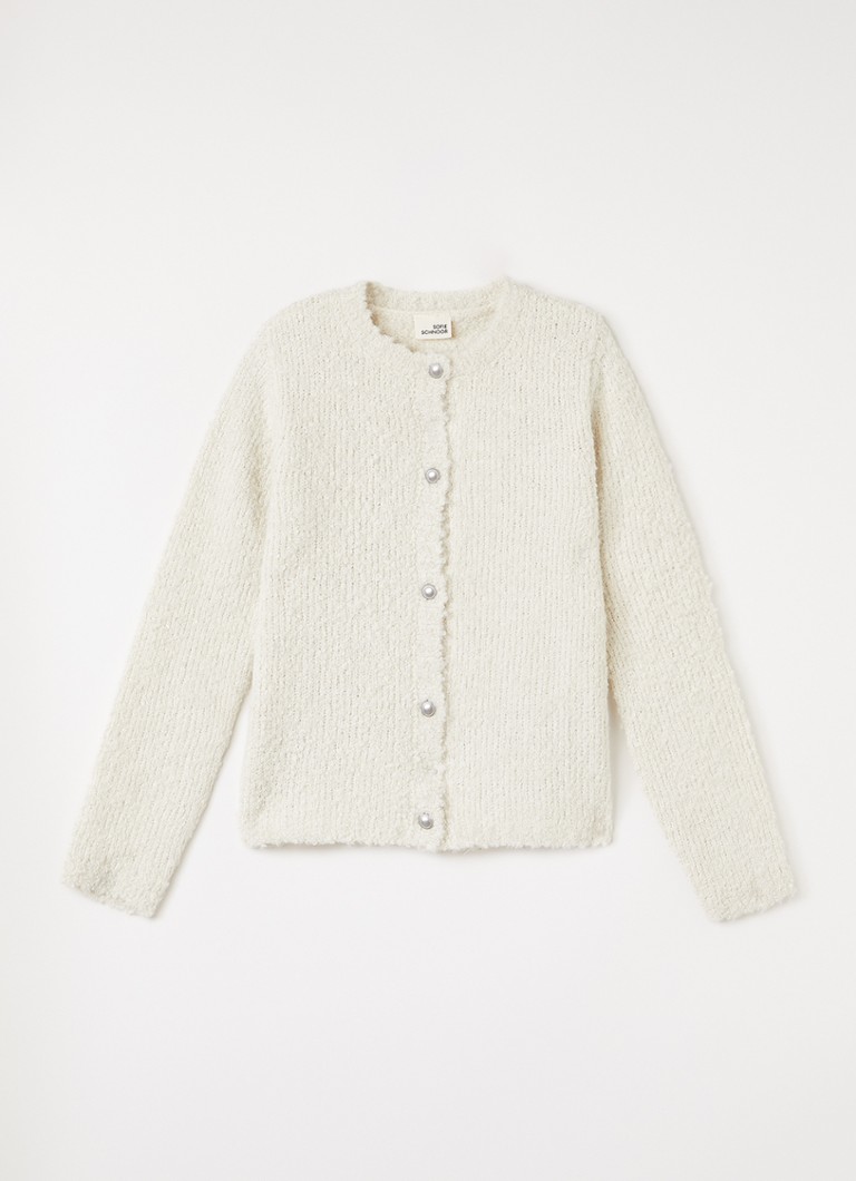 Sofie Schnoor Meisjes Kyrasy grofgebreid vest in wolblend in de kleur Gebroken wit, maat: 14J=164