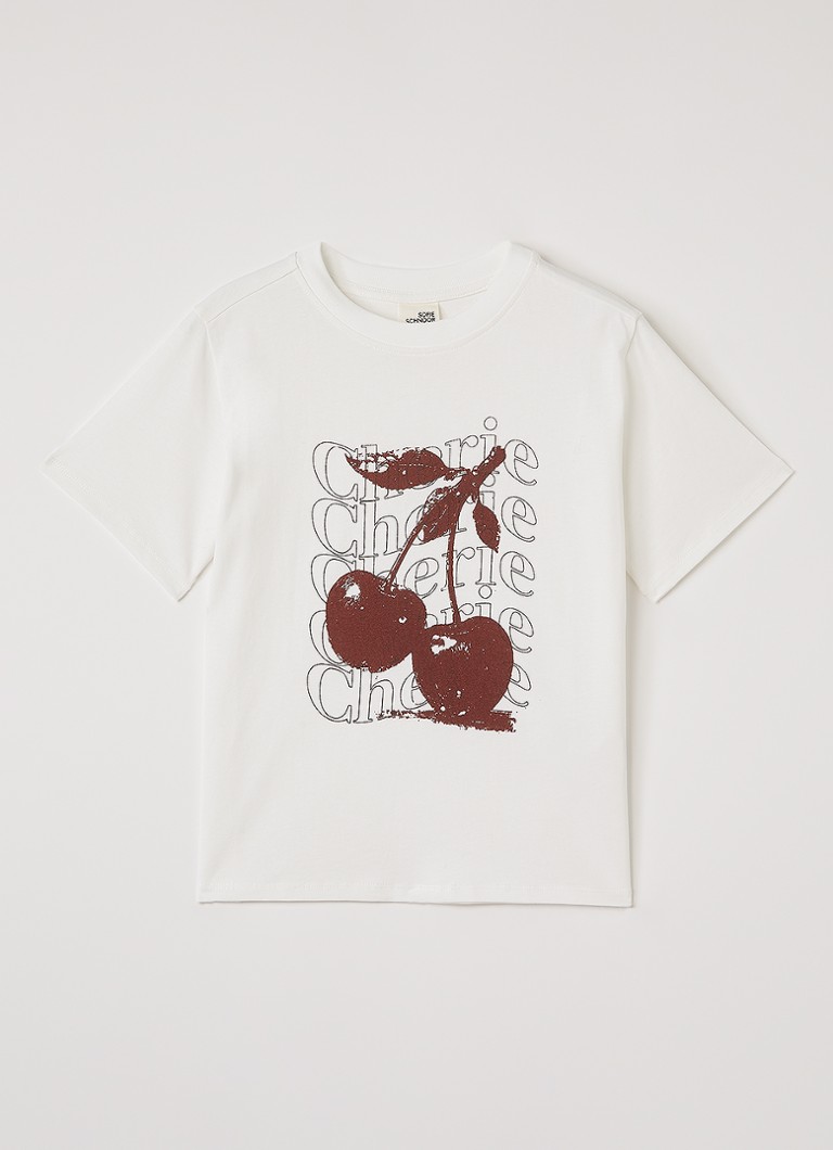 Sofie Schnoor Meisjes Zena T-shirt met print in de kleur Gebroken wit, maat: 14J=164