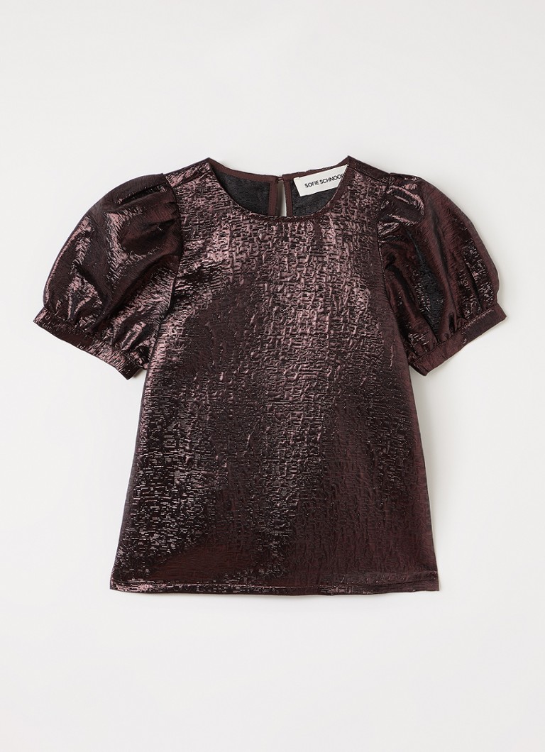 Sofie Schnoor Meisjes Cirasy top met lurex in de kleur Kastanjebruin, maat: 8J=128