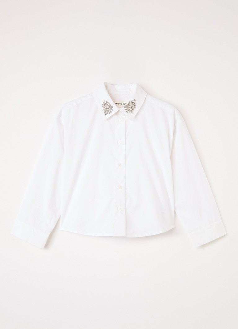 Sofie Schnoor Meisjes Sylviasy blouse met strass in de kleur Wit, maat: 10J=140