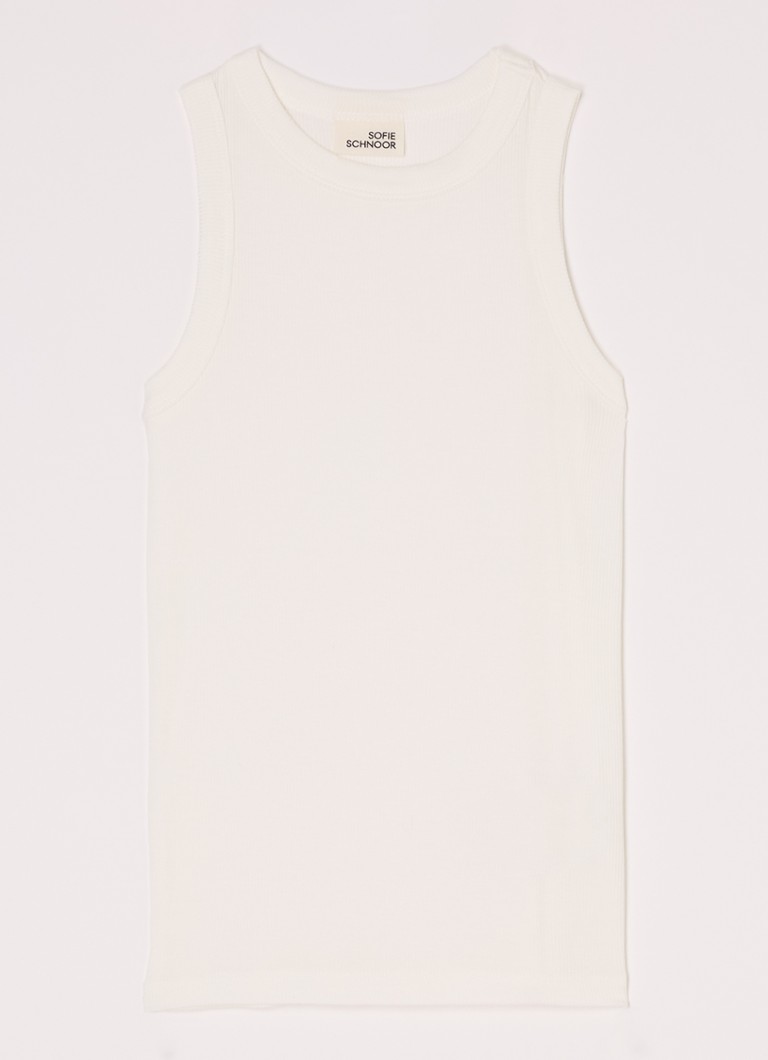 Sofie Schnoor Meisjes Tanktop met ribstructuur in de kleur Wit, maat: 128