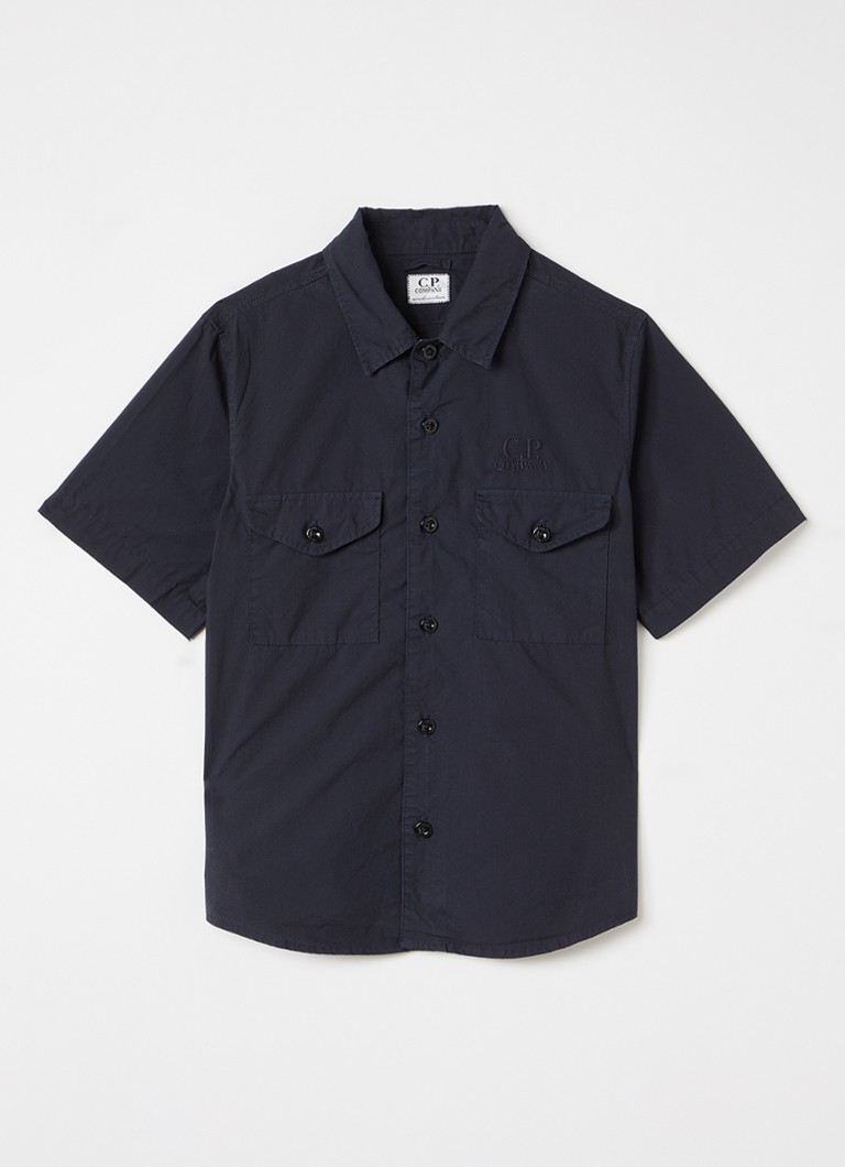 C.P. Company Jongens Overhemd met logoborduring in de kleur Donkerblauw, maat: 152
