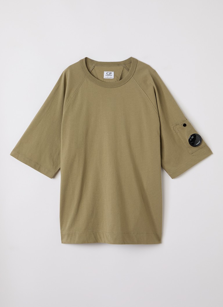 C.P. Company Jongens T-shirt met logo in de kleur Olijfgroen, maat: 140