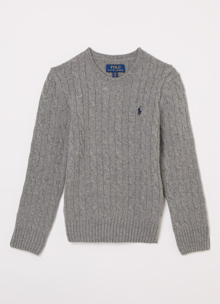 Ralph Lauren Jongens Kabelgebreide trui in kasjmierblend in de kleur Grijs, maat: XL