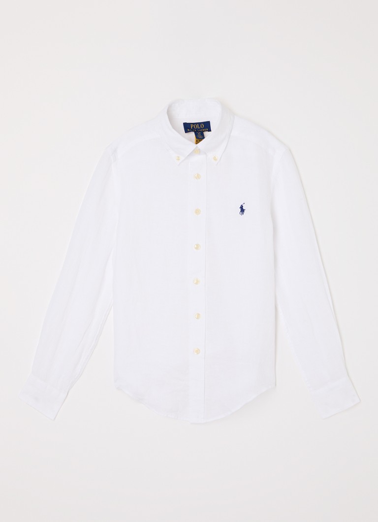 Ralph Lauren Jongens Overhemd met logoborduring in de kleur Wit, maat: 152