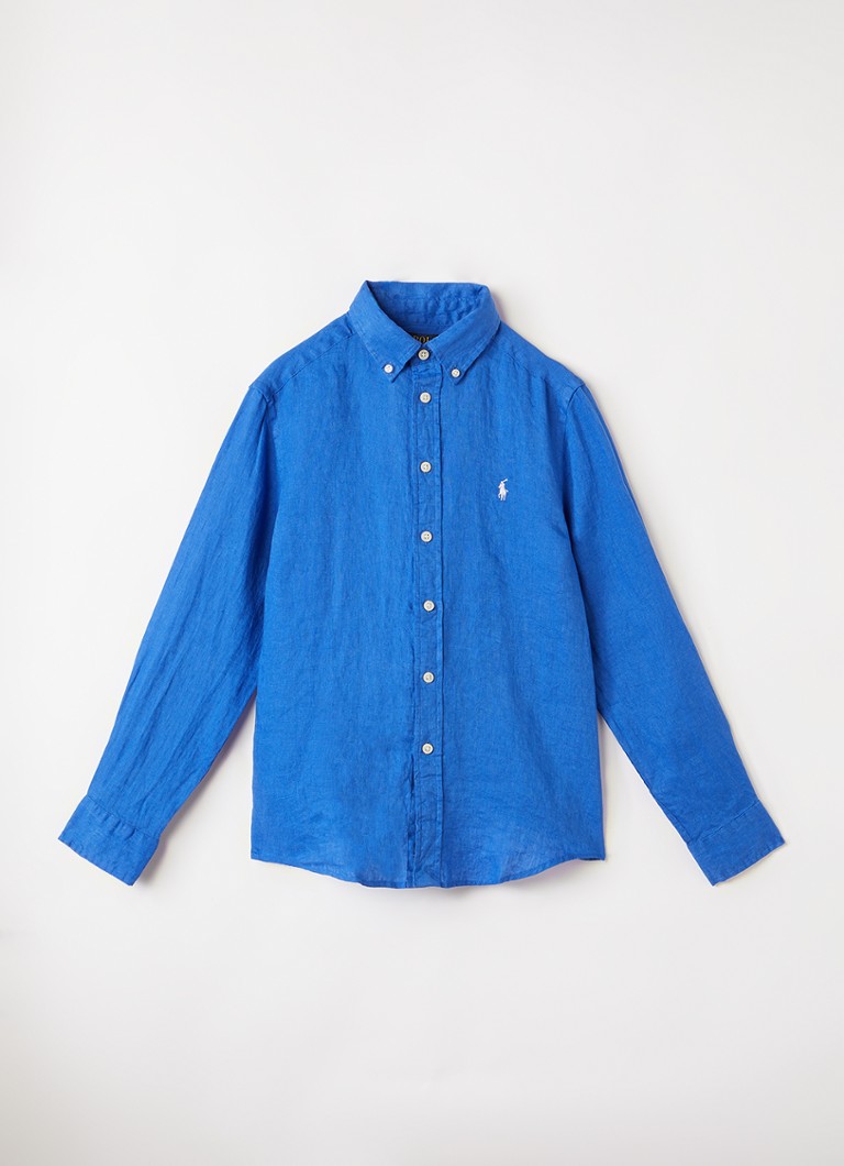 Ralph Lauren Jongens Overhemd met logoborduring in de kleur Blauw, maat: L=152