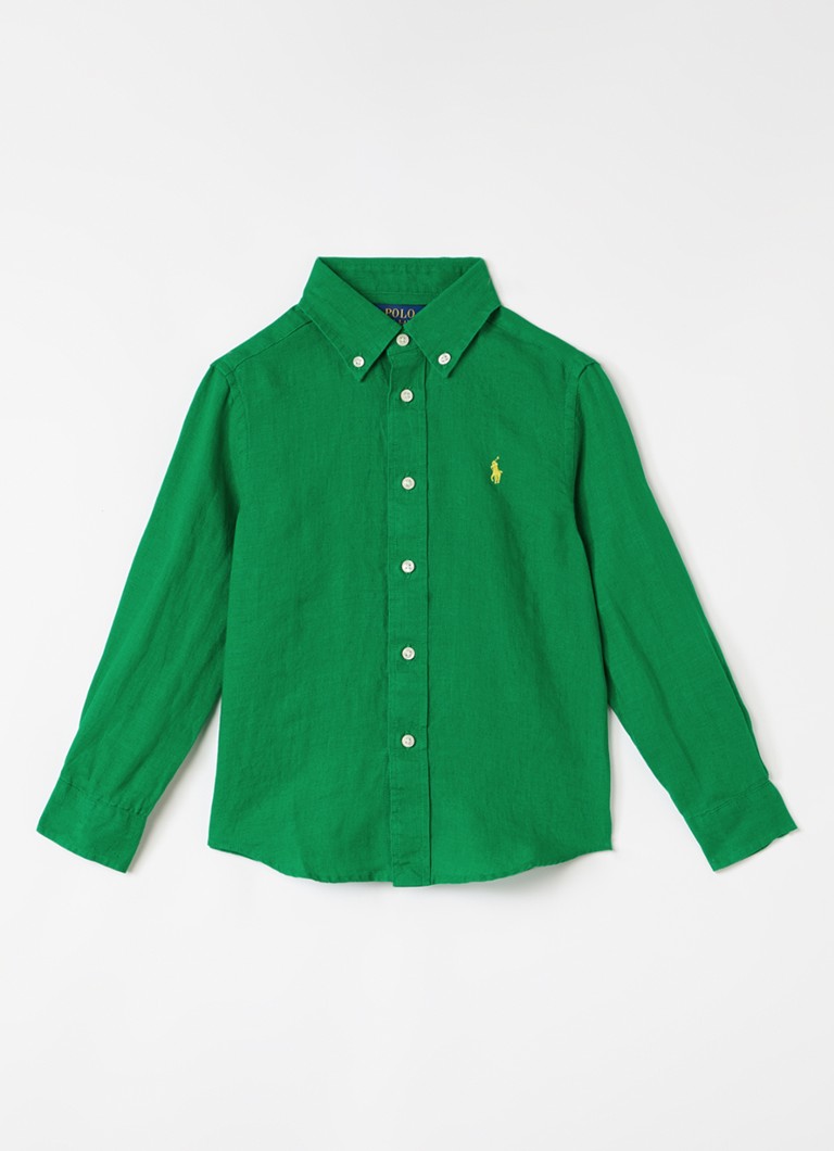 Ralph Lauren Jongens Overhemd met logoborduring in de kleur Groen, maat: L=152