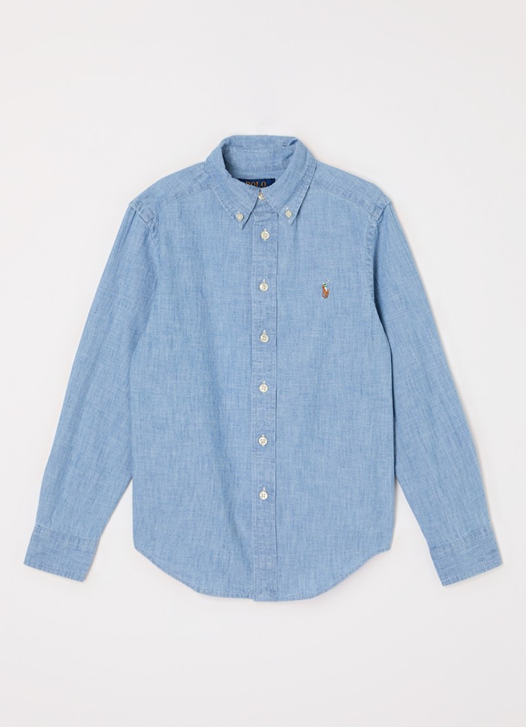 Ralph Lauren Jongens Overhemd met logoborduring in de kleur Indigo, maat: 128